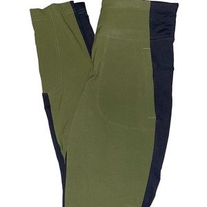 Athleta Highline Hybrid Green & Black Leggings